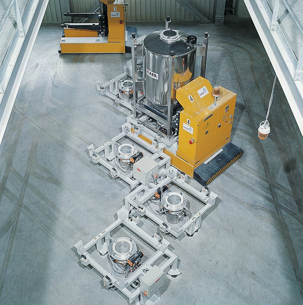 Container system with automated guided vehicles (AGV)