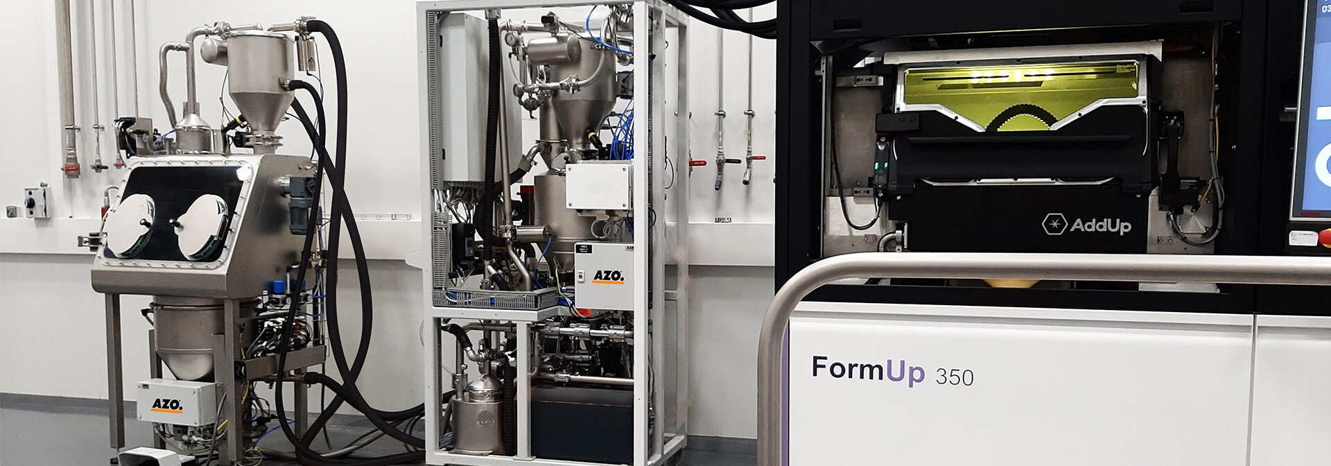 Together with AddUp, AZO developed a fully automated powder handling and feeding system 
